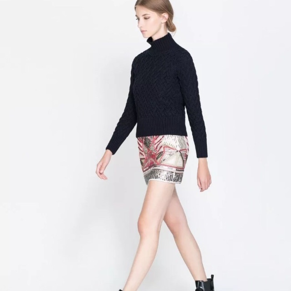 Zara beaded sequin mini skirt NWT size small